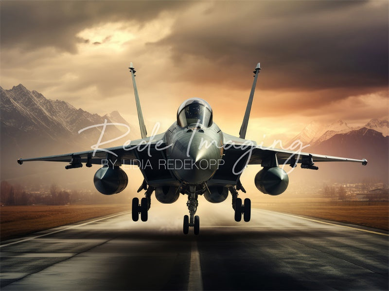 Kate Sunset Fighter Jet Backdrop Designed by Lidia Redekopp - Kate Backdrop AU