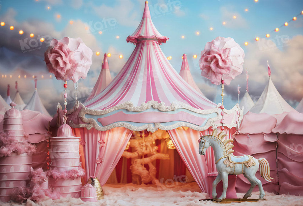 Kate Fantasy Pink Unicorn Circus Backdrop for Photography - Kate Backdrop AU