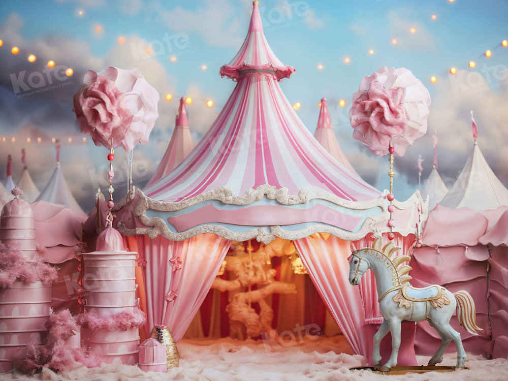 Kate Fantasy Pink Unicorn Circus Backdrop for Photography - Kate Backdrop AU