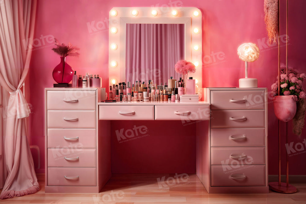 Kate Girl Makeup Mirror Pink Doll Backdrop for Photography - Kate Backdrop AU