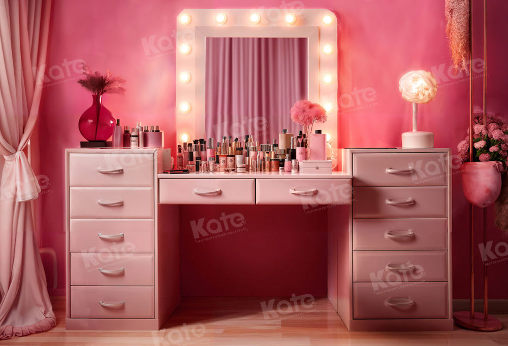 Kate Girl Makeup Mirror Pink Doll Backdrop for Photography - Kate Backdrop AU