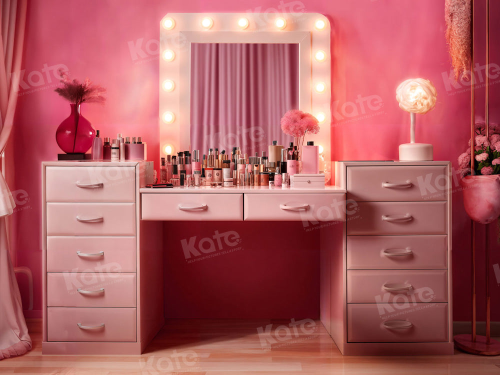 Kate Girl Makeup Mirror Pink Doll Backdrop for Photography - Kate Backdrop AU