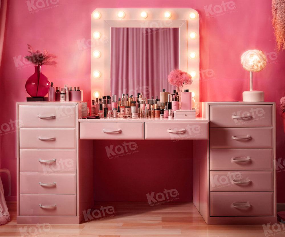 Kate Girl Makeup Mirror Pink Doll Backdrop for Photography - Kate Backdrop AU