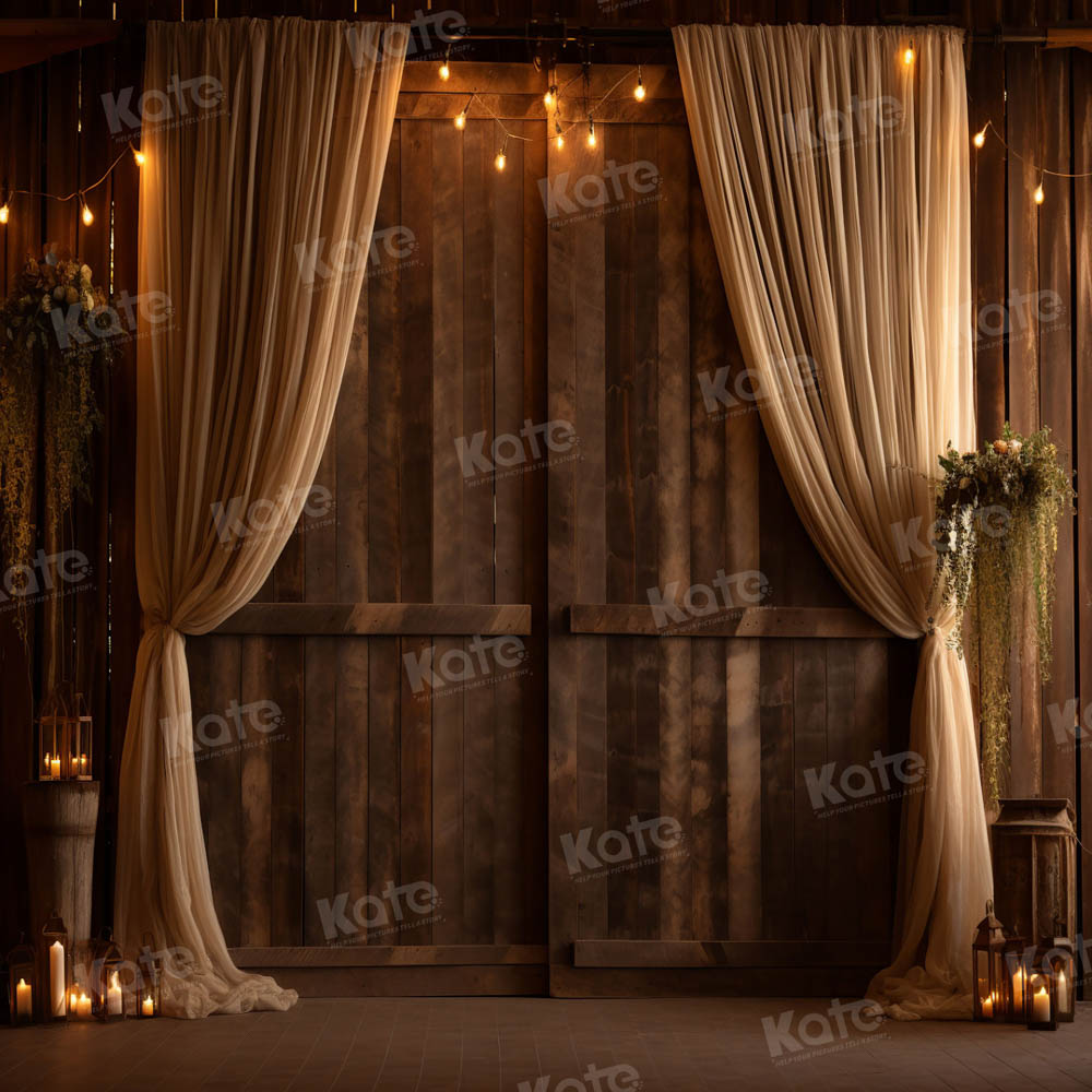 Kate Retro Brown Wood Wedding Backdrop for Photography