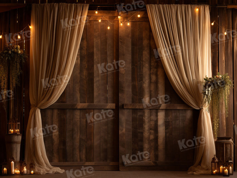 Kate Retro Brown Wood Wedding Backdrop for Photography