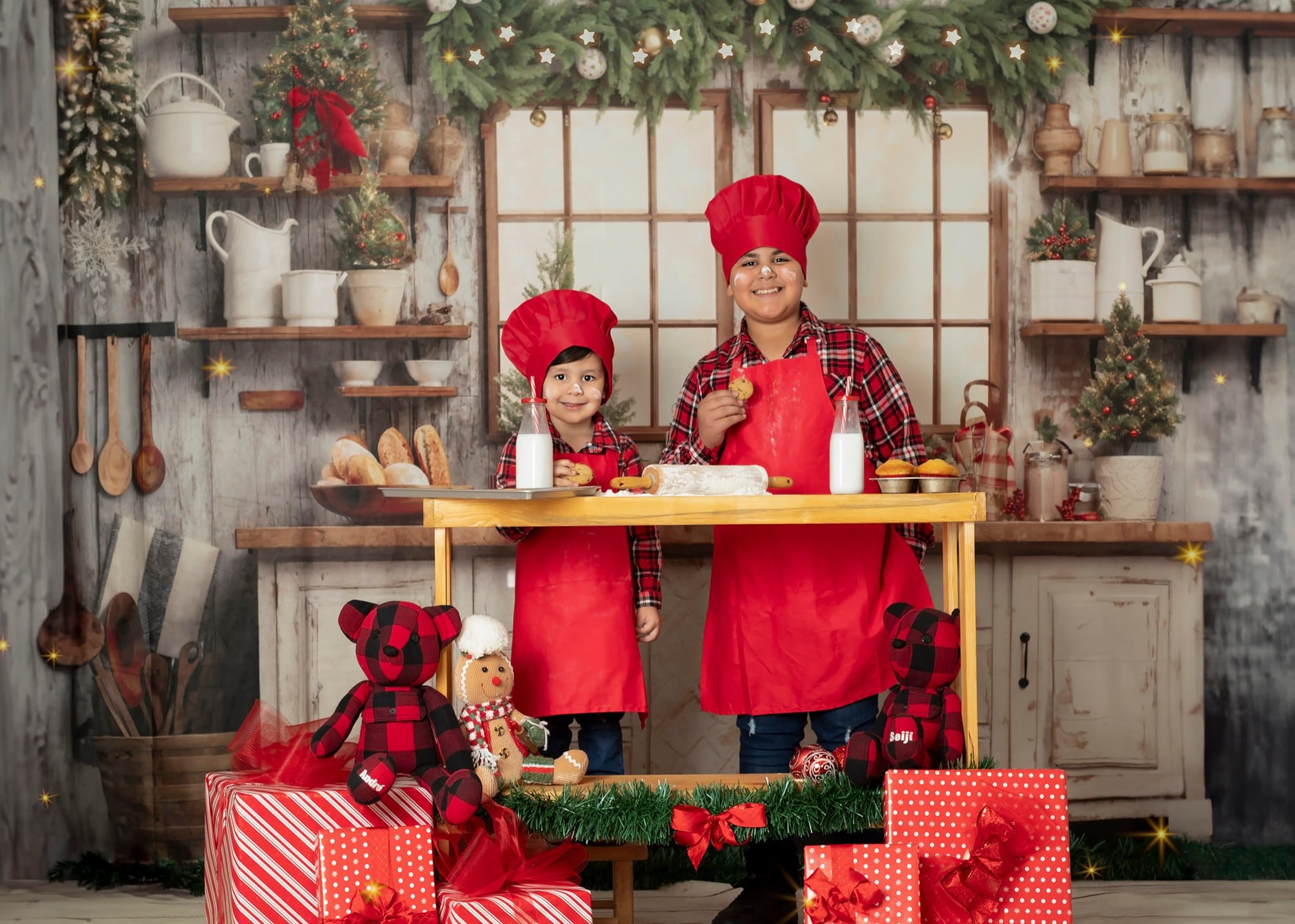 Kate White Christmas Kitchen Backdrop Designed by Emetselch - Kate Backdrop AU