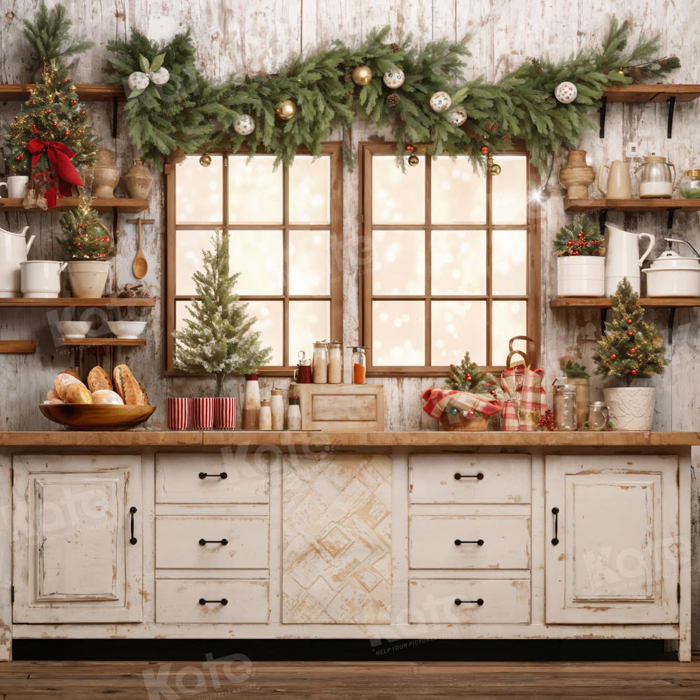 Kate White Christmas Kitchen Backdrop Designed by Emetselch - Kate Backdrop AU
