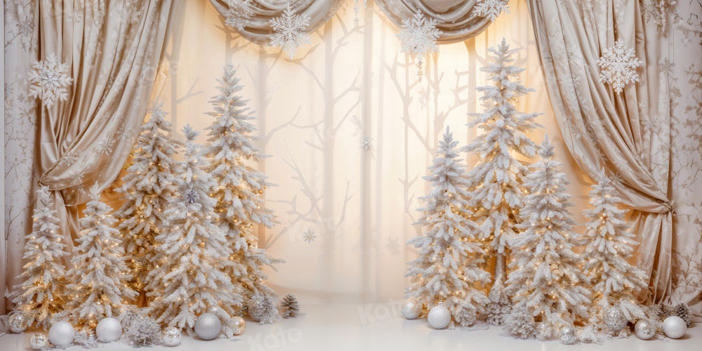 Kate Christmas Golden Wonderland Curtain Backdrop Designed by Emetselch - Kate Backdrop AU