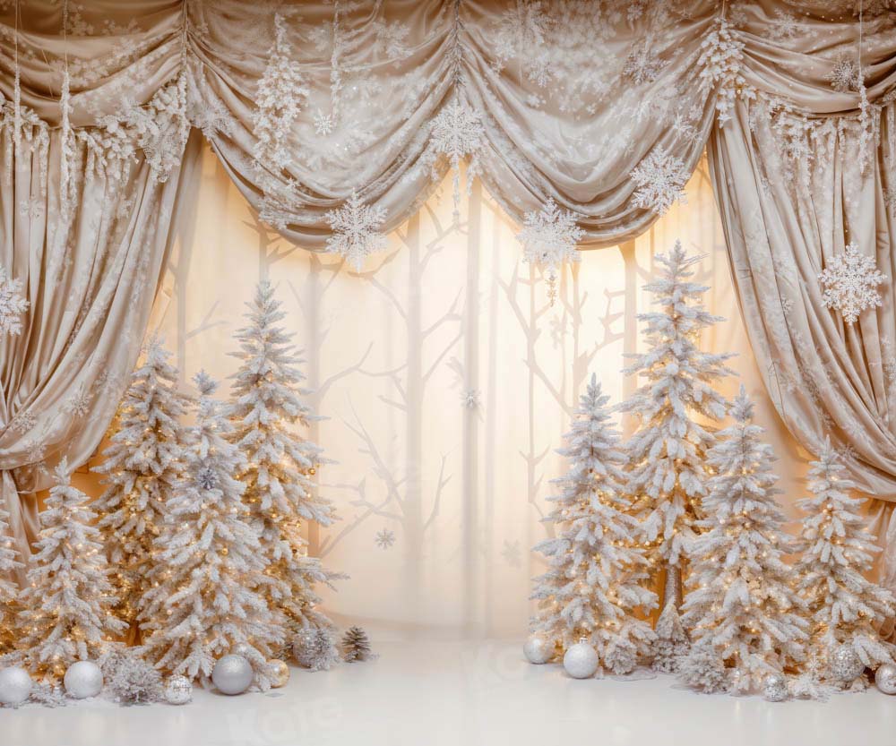 Kate Christmas Golden Wonderland Curtain Backdrop Designed by Emetselch - Kate Backdrop AU