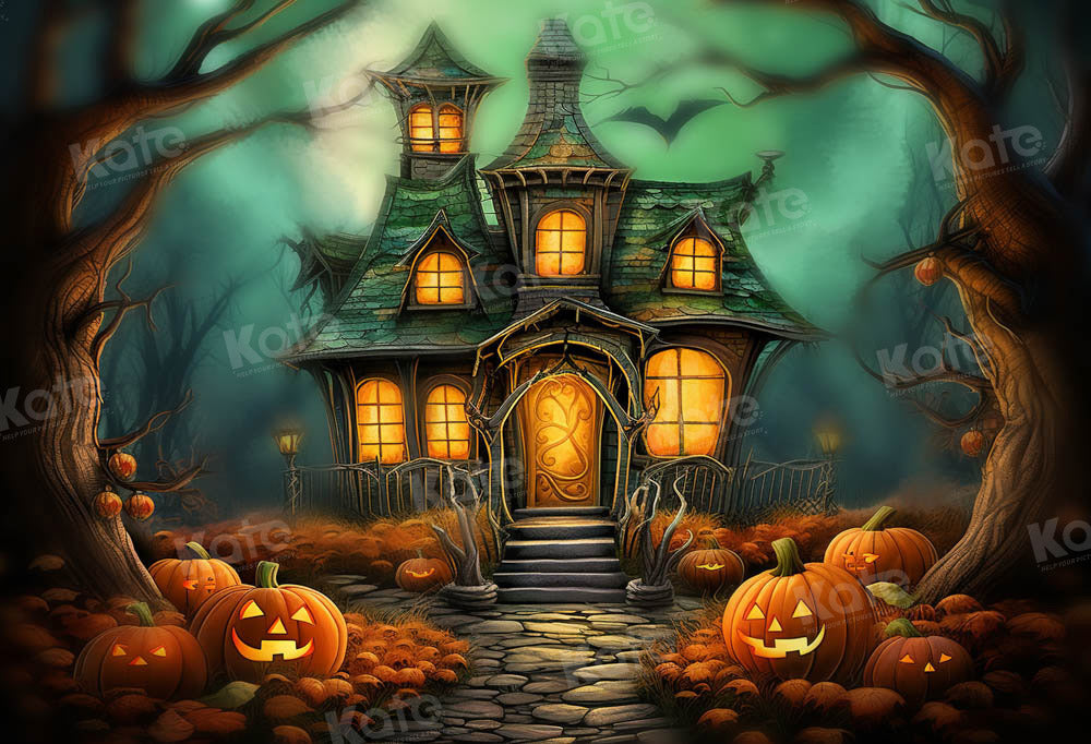 Kate Halloween Spooky Pumpkin Castle Backdrop Designed by Emetselch