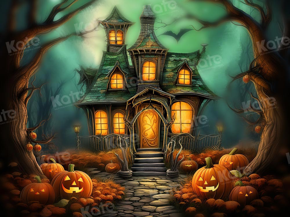Kate Halloween Spooky Pumpkin Castle Backdrop Designed by Emetselch