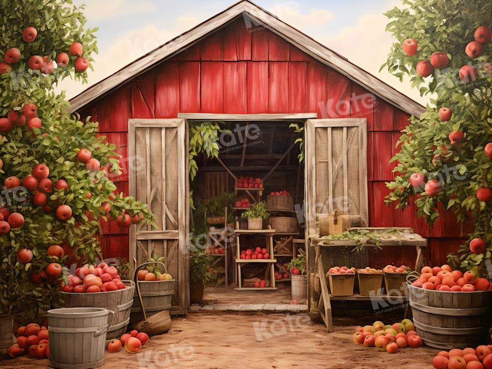 Kate Autumn/Fall Red Barrn Apple Tree Backdrop Designed by Emetselch