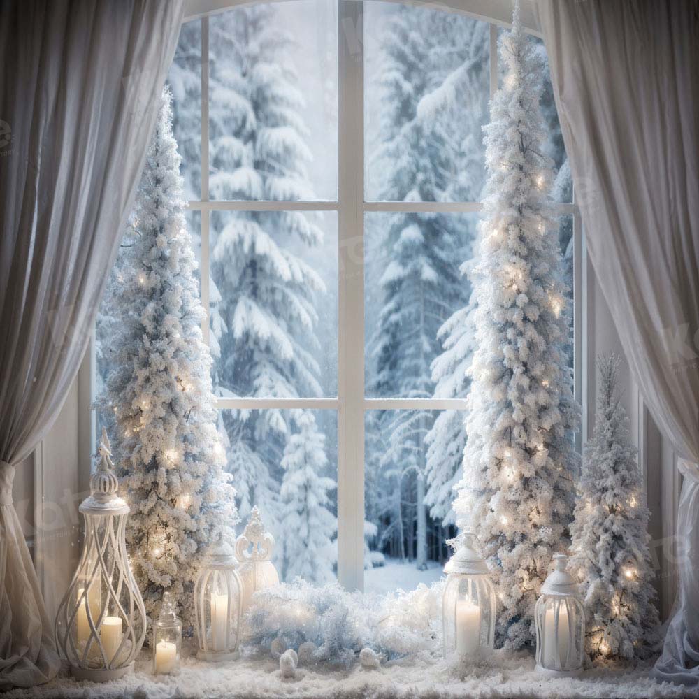 Kate Winter Christmas Tree Window Light Backdrop Designed by Emetselch - Kate Backdrop AU