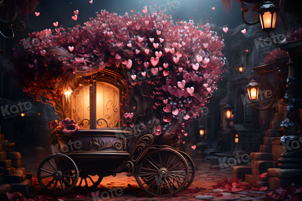 Kate Valentine's Day Flower Heart Light Car Backdrop for Photography - Kate Backdrop AU