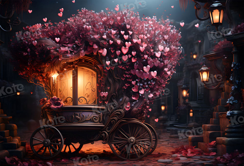 Kate Valentine's Day Flower Heart Light Car Backdrop for Photography - Kate Backdrop AU
