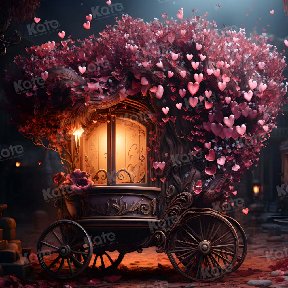 Kate Valentine's Day Flower Heart Light Car Backdrop for Photography - Kate Backdrop AU