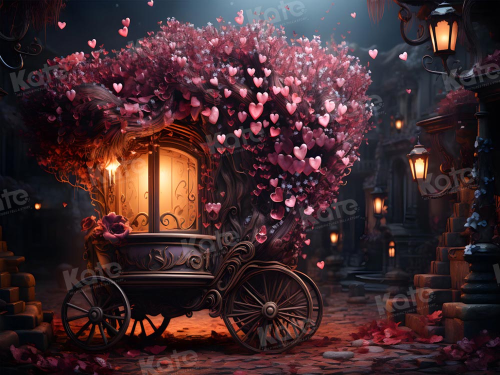 Kate Valentine's Day Flower Heart Light Car Backdrop for Photography - Kate Backdrop AU