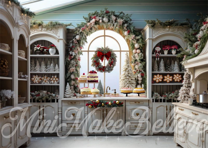 Kate Boho Muted Eclectic Winter Christmas Kitchen Backdrop Designed by Mini MakeBelieve - Kate Backdrop AU