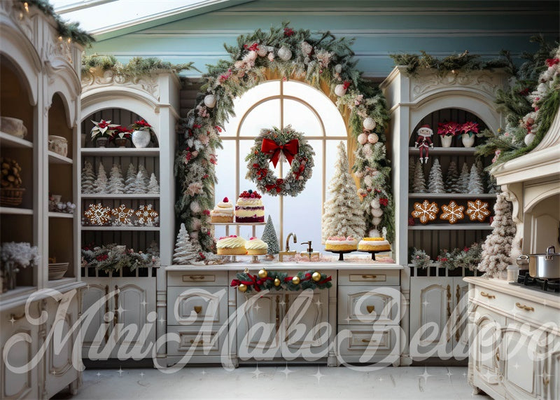 Kate Boho Muted Eclectic Winter Christmas Kitchen Backdrop Designed by Mini MakeBelieve