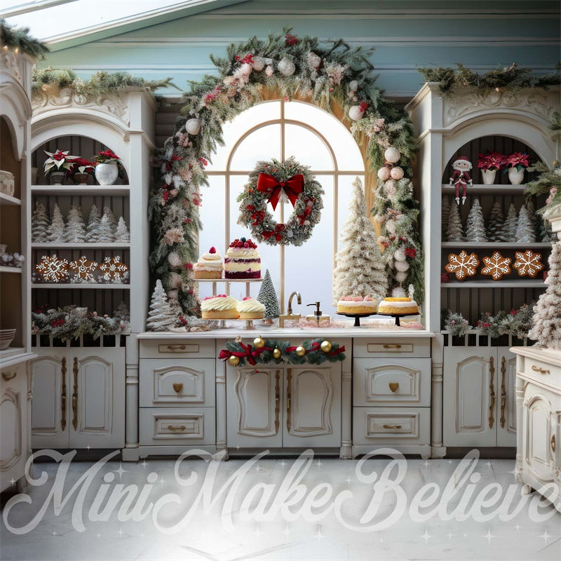 Kate Boho Muted Eclectic Winter Christmas Kitchen Backdrop Designed by Mini MakeBelieve - Kate Backdrop AU