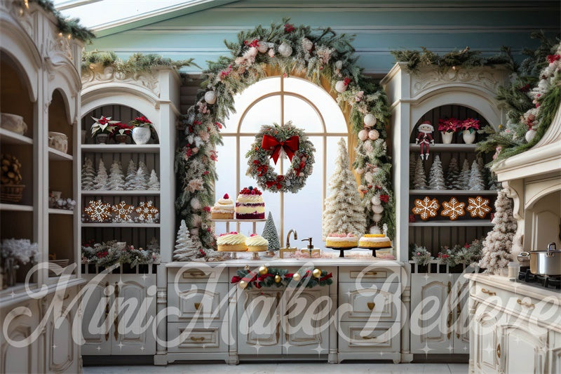Kate Boho Muted Eclectic Winter Christmas Kitchen Backdrop Designed by Mini MakeBelieve - Kate Backdrop AU