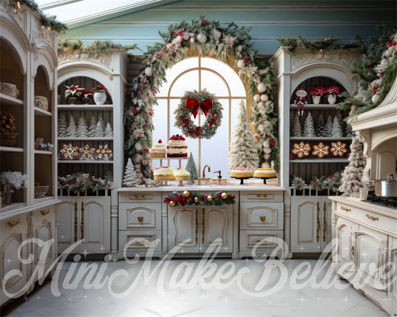 Kate Boho Muted Eclectic Winter Christmas Kitchen Backdrop Designed by Mini MakeBelieve - Kate Backdrop AU