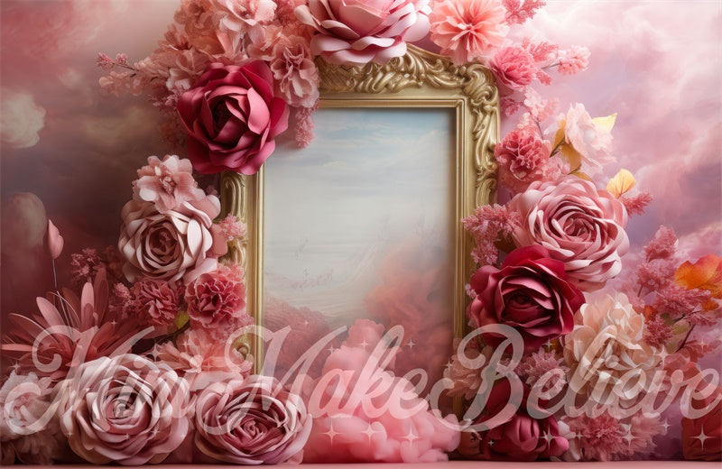 Kate Pink Flowers Frame Backdrop Designed by Mini MakeBelieve