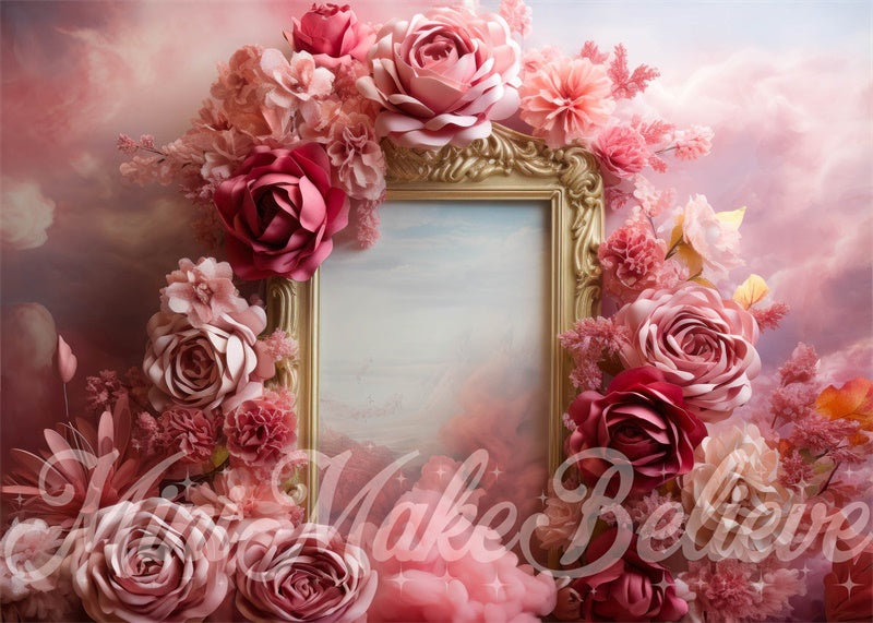 Kate Pink Flowers Frame Backdrop Designed by Mini MakeBelieve