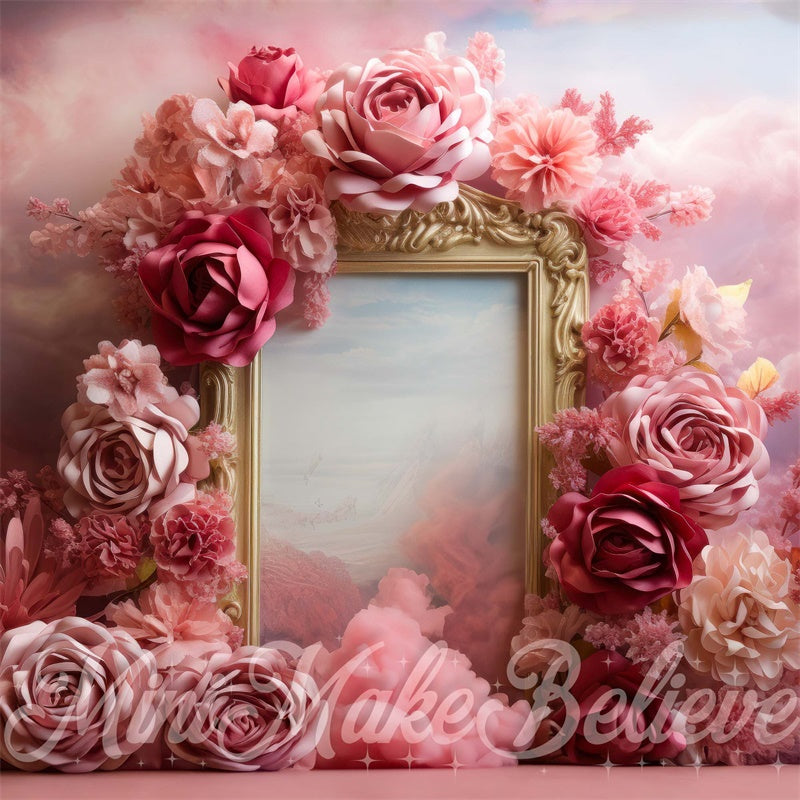 Kate Pink Flowers Frame Backdrop Designed by Mini MakeBelieve