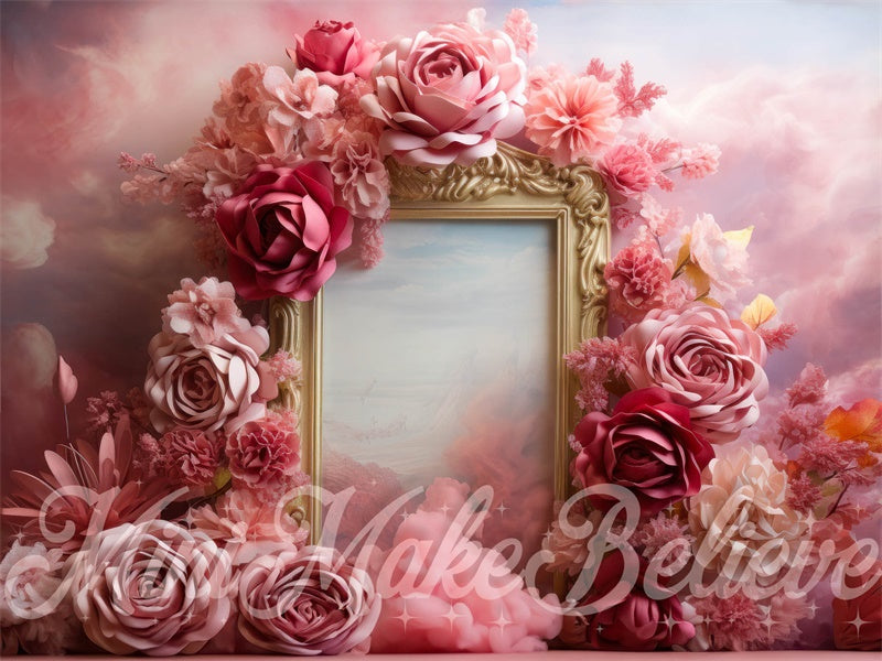 Kate Pink Flowers Frame Backdrop Designed by Mini MakeBelieve