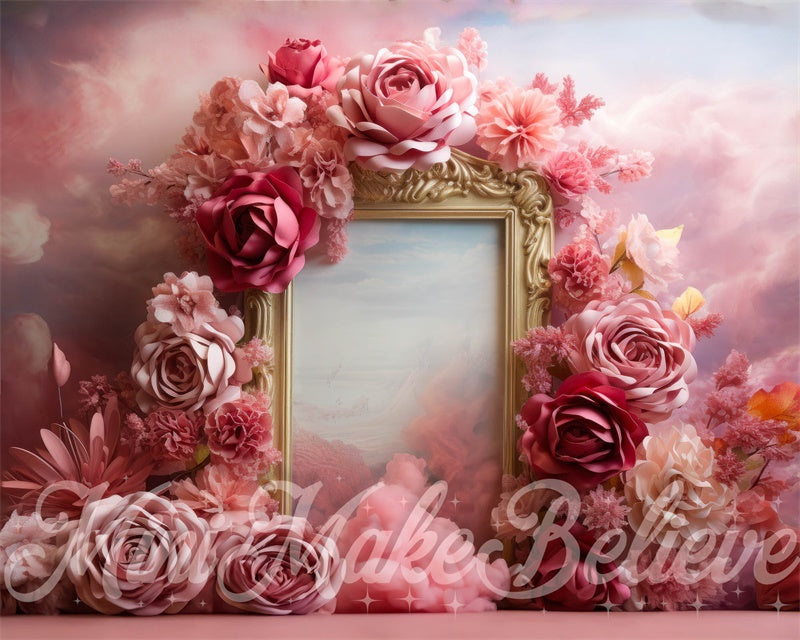 Kate Pink Flowers Frame Backdrop Designed by Mini MakeBelieve