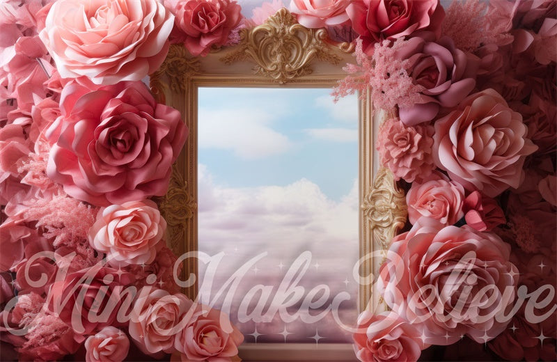Kate Pink Flowers Cake Smash Backdrop Designed by Mini MakeBelieve