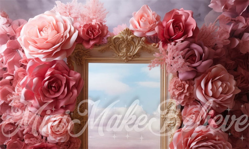 Kate Pink Flowers Cake Smash Backdrop Designed by Mini MakeBelieve