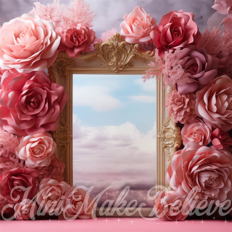 Kate Pink Flowers Cake Smash Backdrop Designed by Mini MakeBelieve