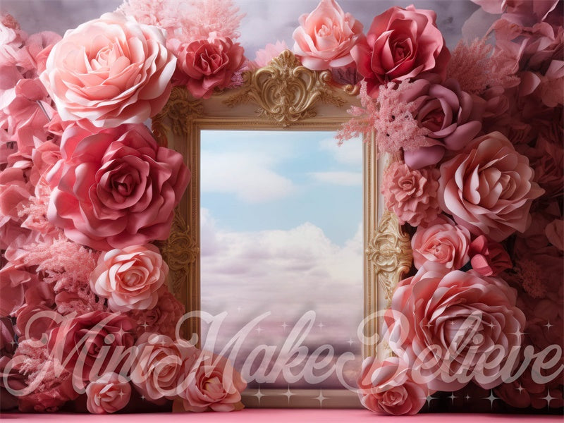 Kate Pink Flowers Cake Smash Backdrop Designed by Mini MakeBelieve