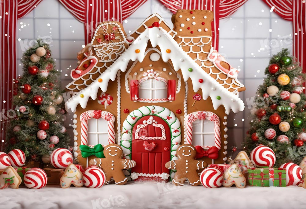 Kate Christmas Gingerbread House Backdrop Candy Cookie Designed by Chain Photography