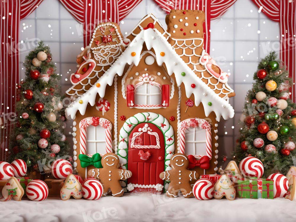 Kate Christmas Gingerbread House Backdrop Candy Cookie Designed by Chain Photography