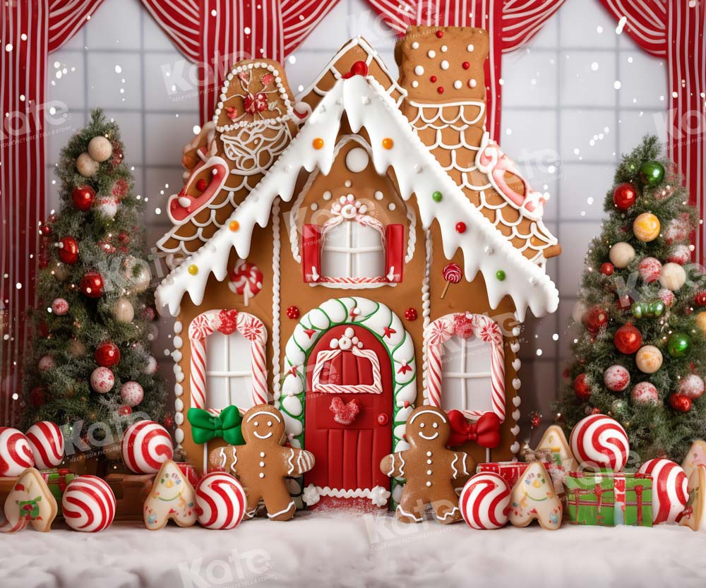 Kate Christmas Gingerbread House Backdrop Candy Cookie Designed by Chain Photography
