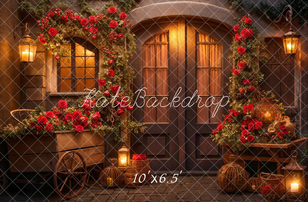 Kate Valentine's Day Rose Store Night Backdrop Designed by Emetselch - Kate Backdrop AU
