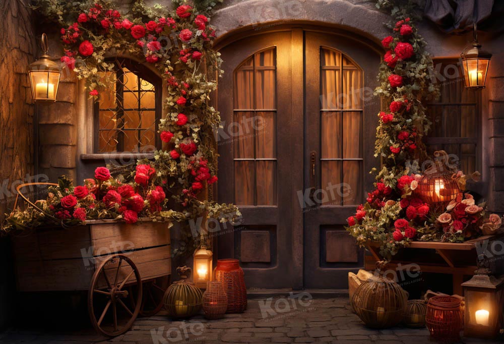 Kate Valentine's Day Rose Store Night Backdrop Designed by Emetselch - Kate Backdrop AU