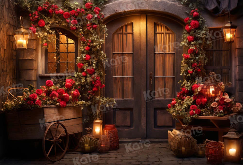 Kate Valentine's Day Rose Store Night Backdrop Designed by Emetselch