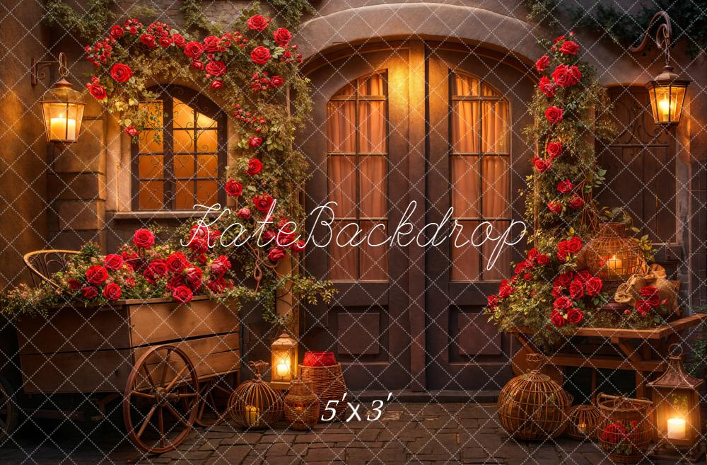 Kate Valentine's Day Rose Store Night Backdrop Designed by Emetselch - Kate Backdrop AU