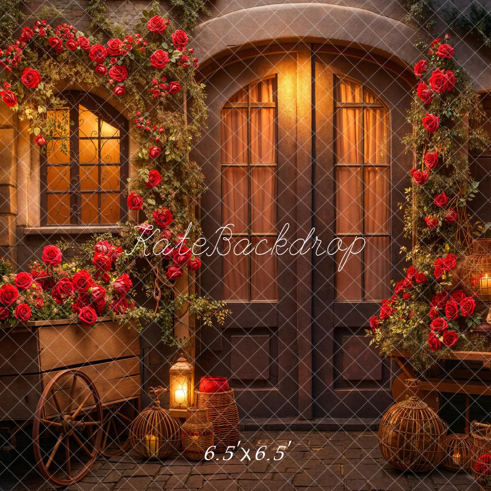 Kate Valentine's Day Rose Store Night Backdrop Designed by Emetselch - Kate Backdrop AU