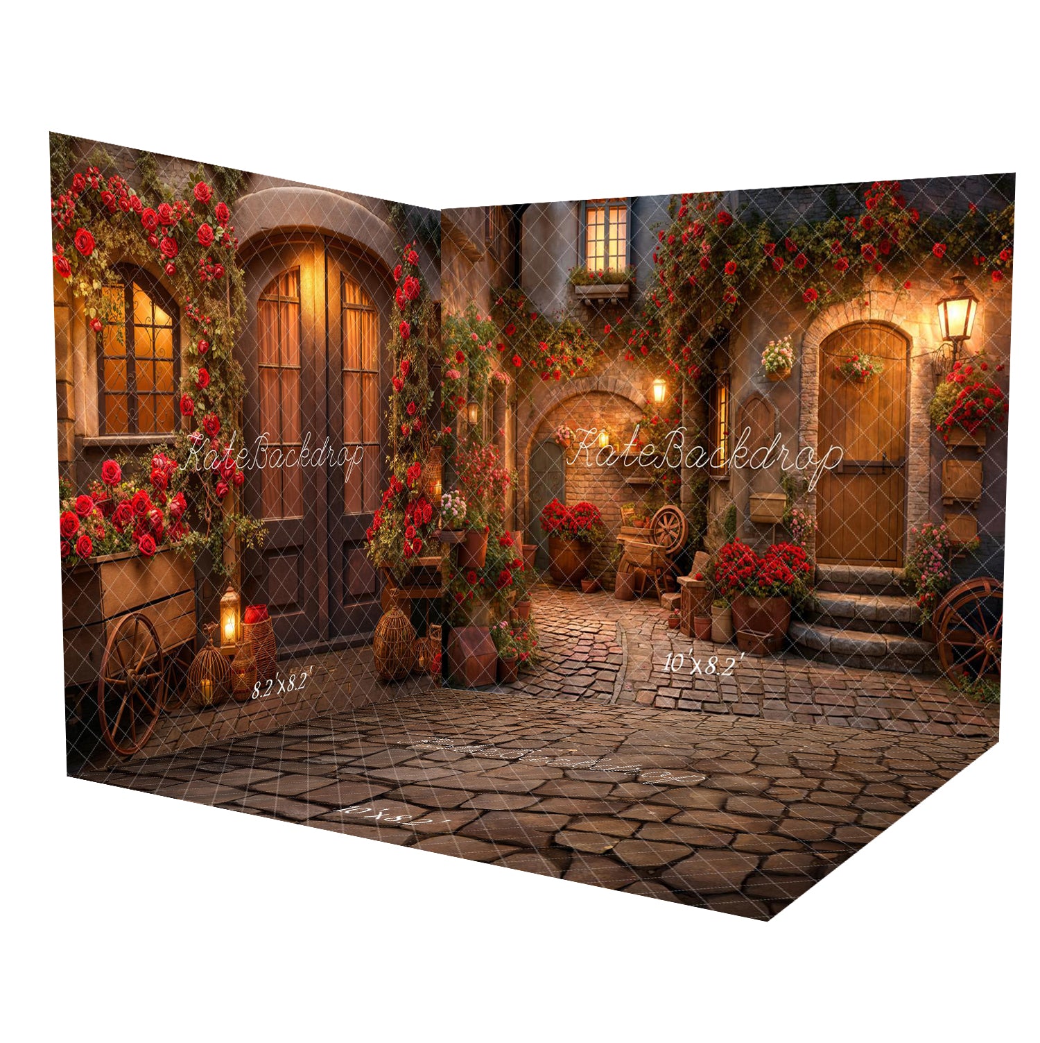 Kate Valentine's Day Rose Street Room Set(8ftx8ft&10ftx8ft&8ftx10ft) - Kate Backdrop AU