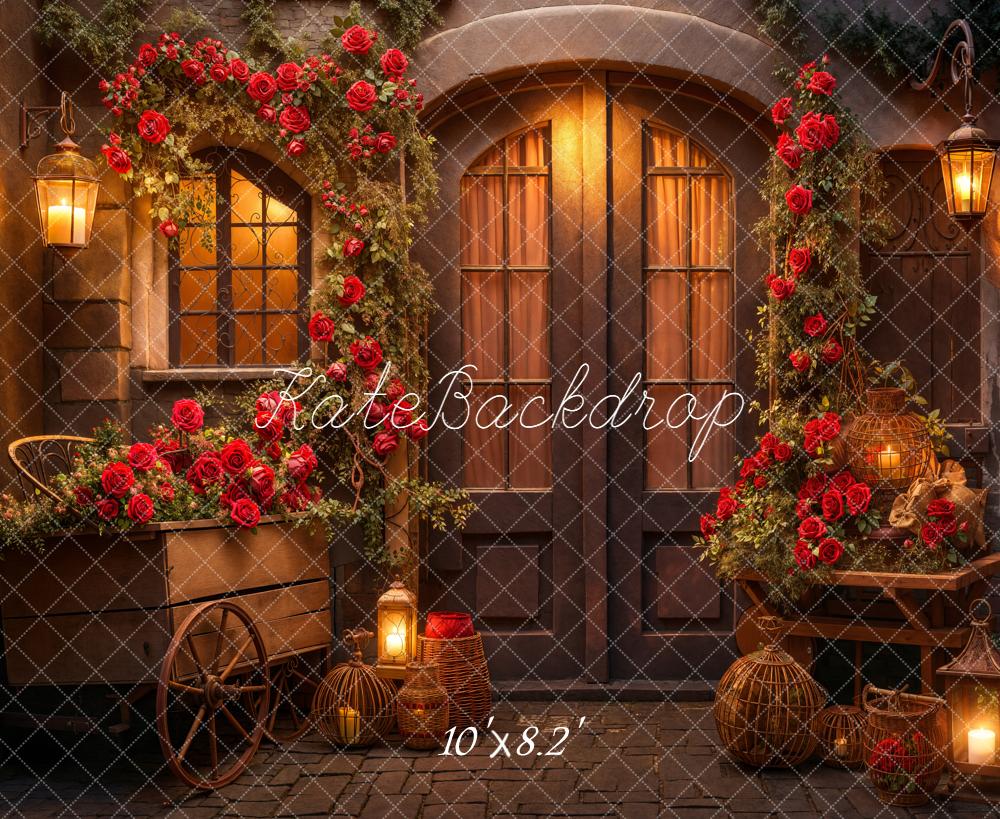 Kate Valentine's Day Rose Store Night Backdrop Designed by Emetselch - Kate Backdrop AU