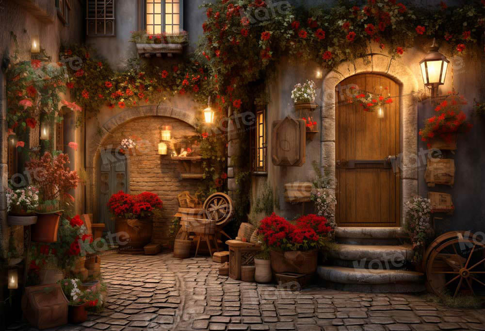 Kate Valentine's Day Rose Street Corner Stone Floor Backdrop Designed by Emetselch - Kate Backdrop AU