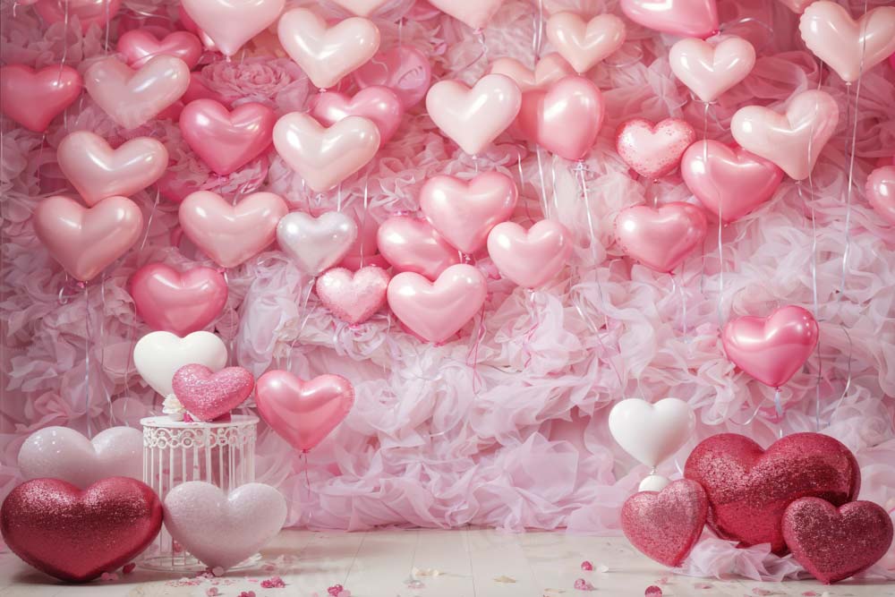 Kate Valentine's Day Backdrop Pink Love Heart Balloon Romantic Room Designed by Emetselch