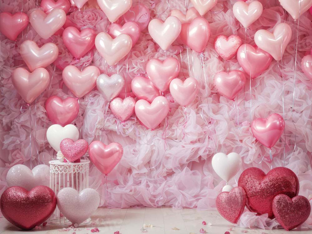 Kate Valentine's Day Backdrop Pink Love Heart Balloon Romantic Room Designed by Emetselch