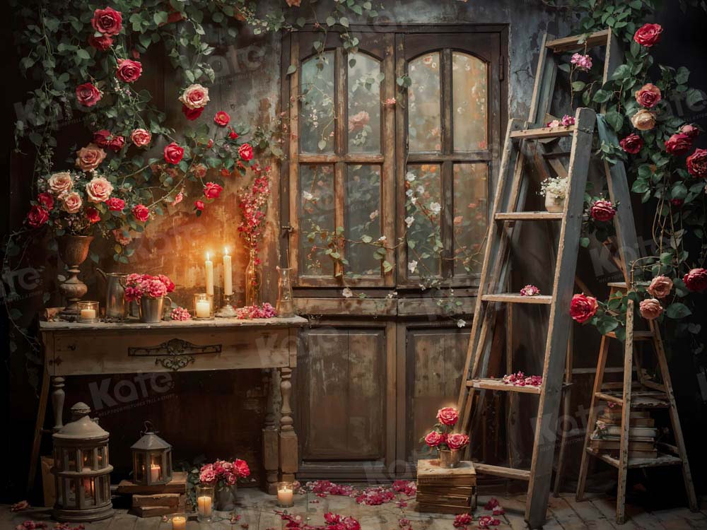 Kate Valentine's Day Old Retro Floral Room Backdrop Designed by Emetselch - Kate Backdrop AU