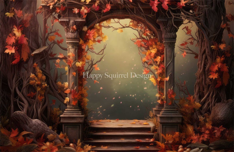 Kate Autumn Pillar Arch Backdrop Designed by Happy Squirrel Design